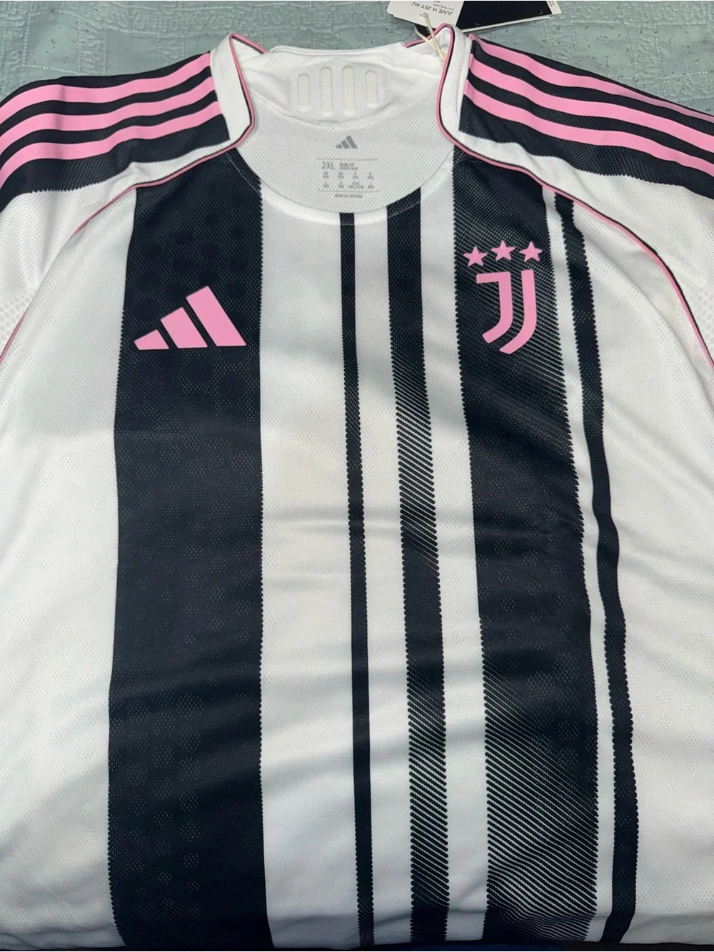 adidas White & Black Striped Football Jersey - 2XL